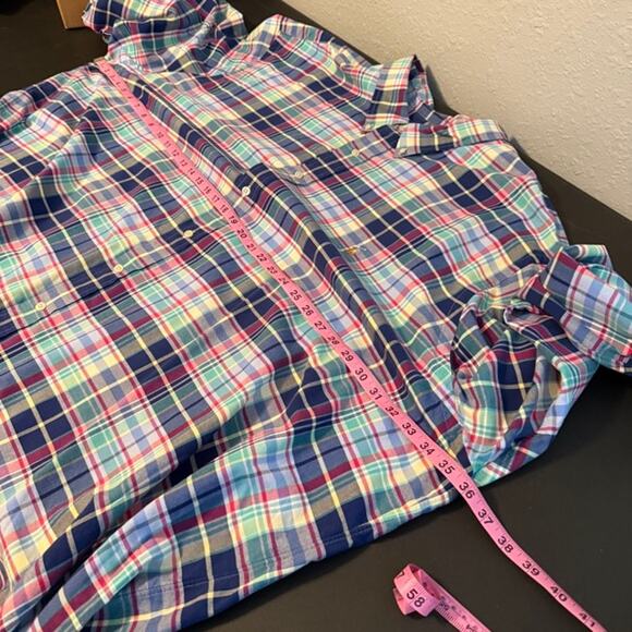 5XB Ralph Lauren Blue Green Red Striped Plaid Button Up Long Sleeve Shirt - Picture 4 of 7